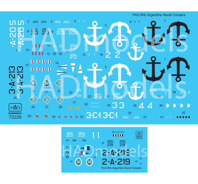 Декаль F4U-5N Corsairs 1/72 HADmodels 72229