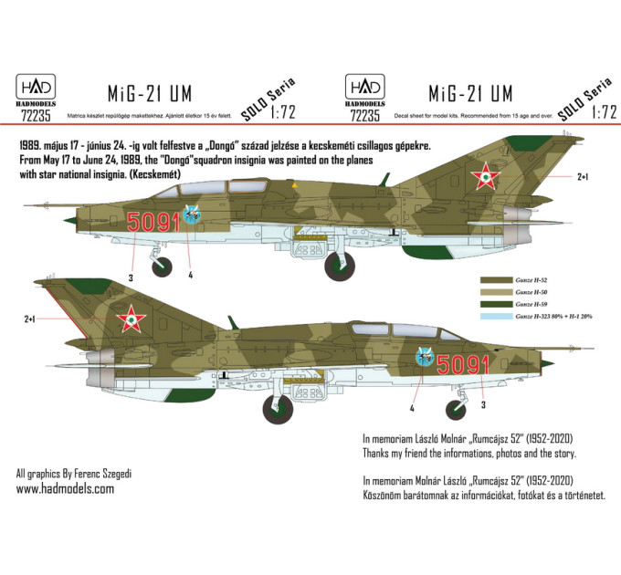 Декаль МіГ-21УМ 1/72 HADmodels 72235