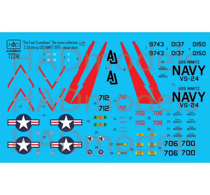 Декаль S-3A Viking 1/72 HADmodels 72241