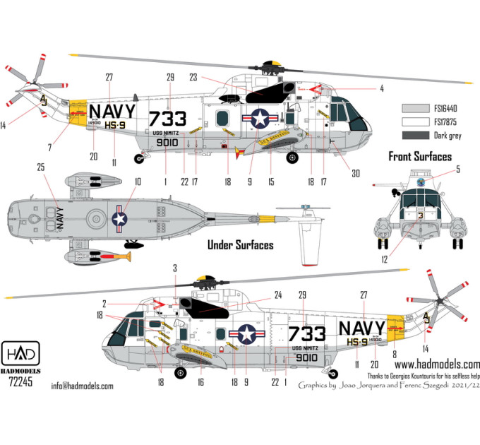 Декаль SH-3H Seaking 1/72 HADmodels 72245
