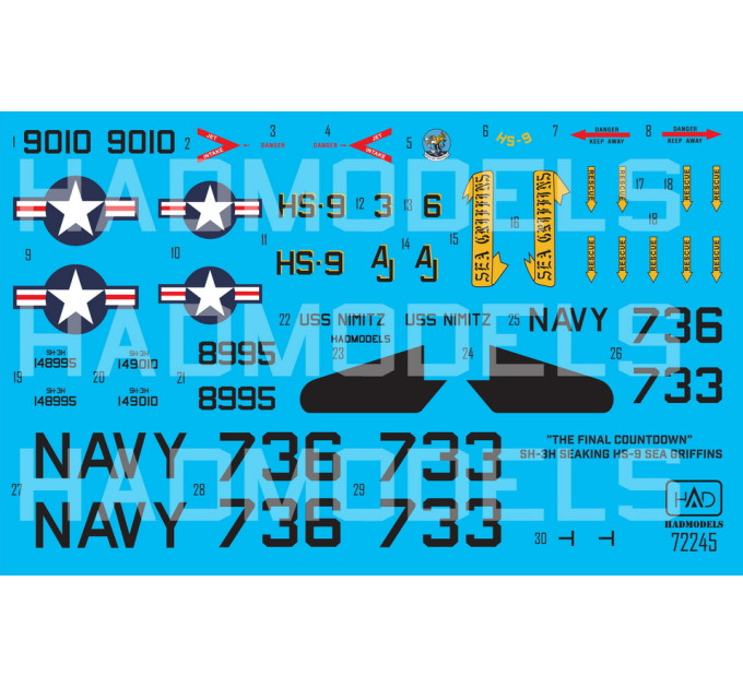 Декаль SH-3H Seaking 1/72 HADmodels 72245