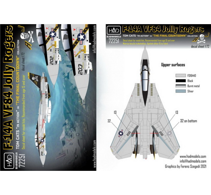 Декаль F-14A Jolly Rogers 1/72 HADmodels 72251