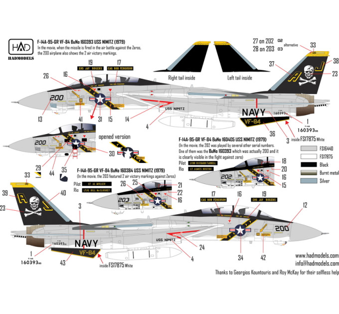 Декаль F-14A Jolly Rogers 1/72 HADmodels 72251