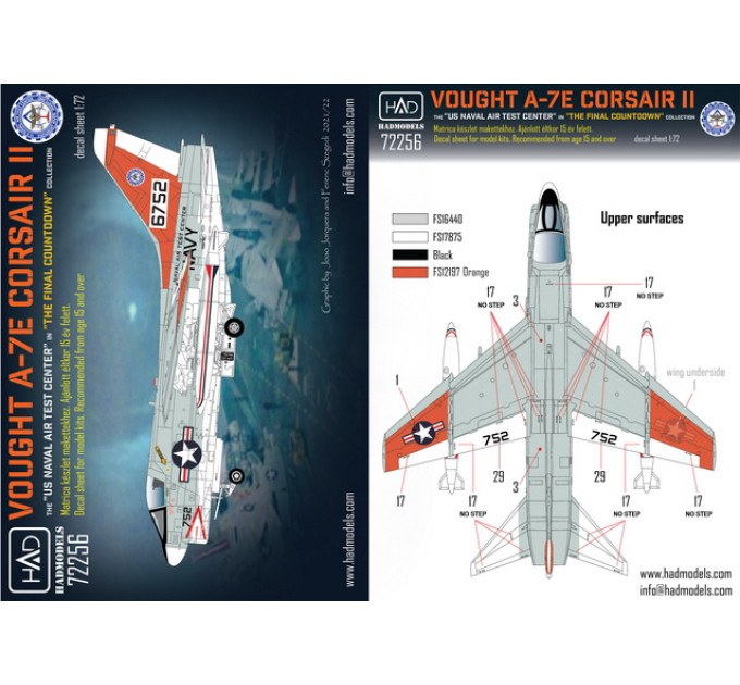 Декаль A-7E 1/72 HADmodels 72256