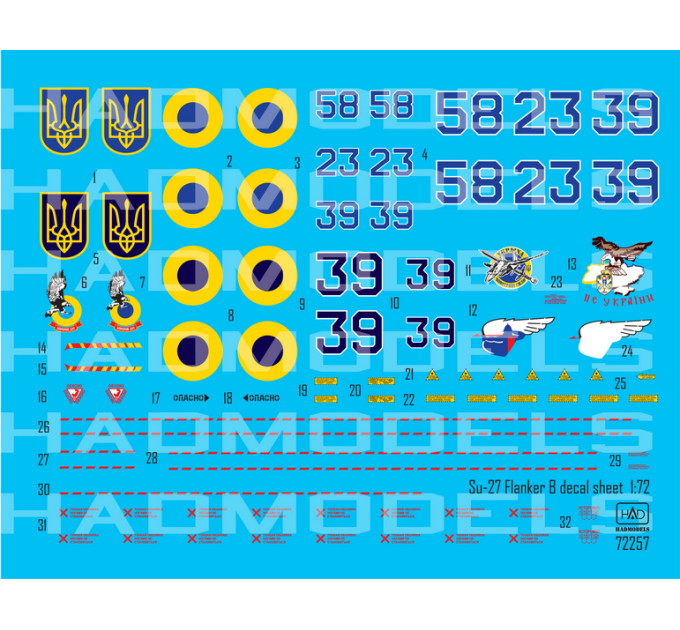 Декаль Су-27 Flanker-B 1/72 HADmodels 72257
