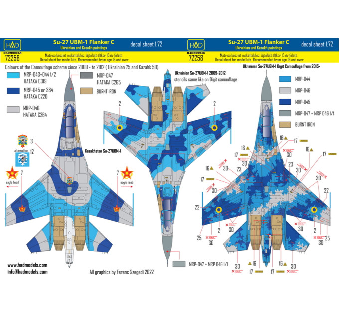 Декаль Су-27УБ 1/72 HADmodels 72258