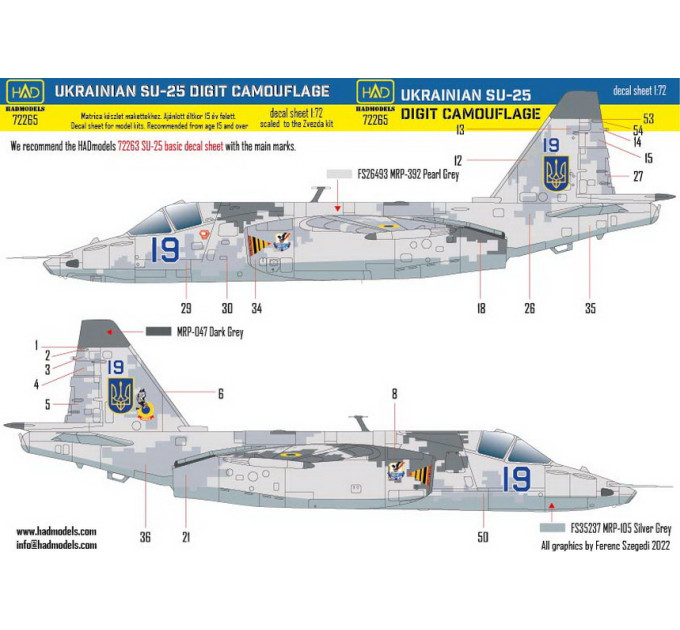 Декаль Су-25 1/72 піксель HADmodels 72265