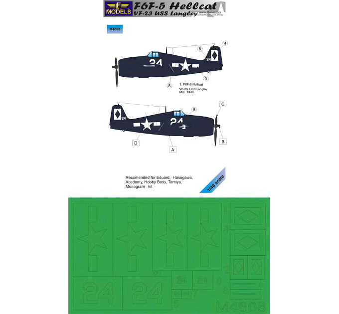 Маски для F6F-5 Hellcat 1/48 LFmodels M4808