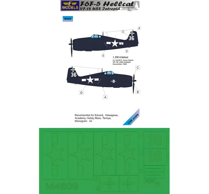 Маски для F6F-5 Hellcat 1/48 LFmodels M4809
