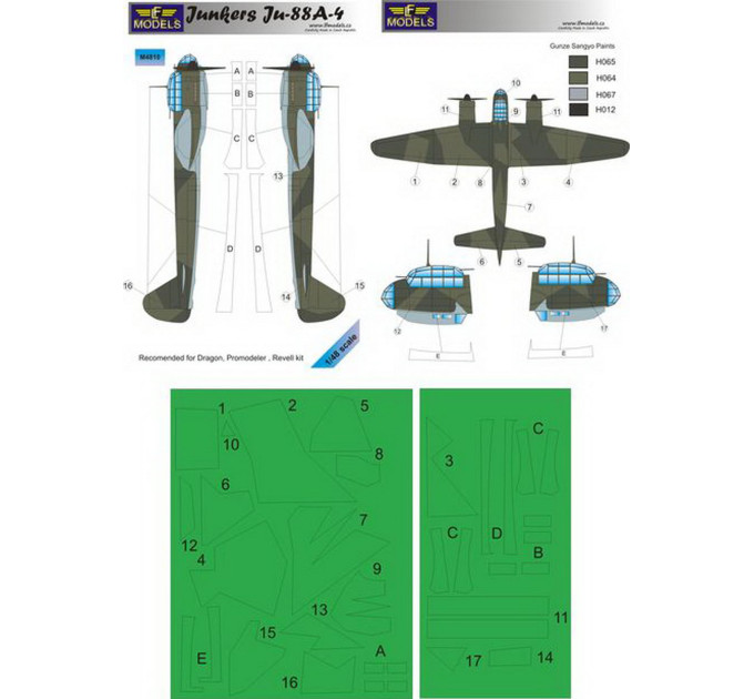 Маска камуфляжного фарбування Ju 88A-4 1/48 LFmodels M4810