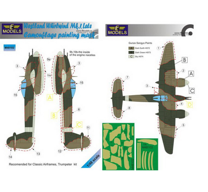 Маска камуфляжного фарбування Whirlwind Mk.I 1/48 LFmodels M48102