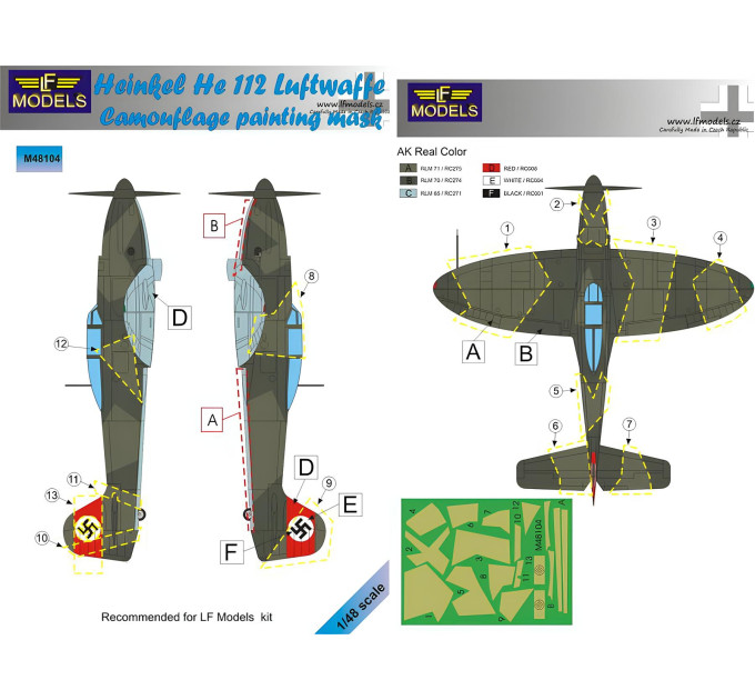 Маска камуфляжного фарбування He 112B 1/48 LFmodels M48104
