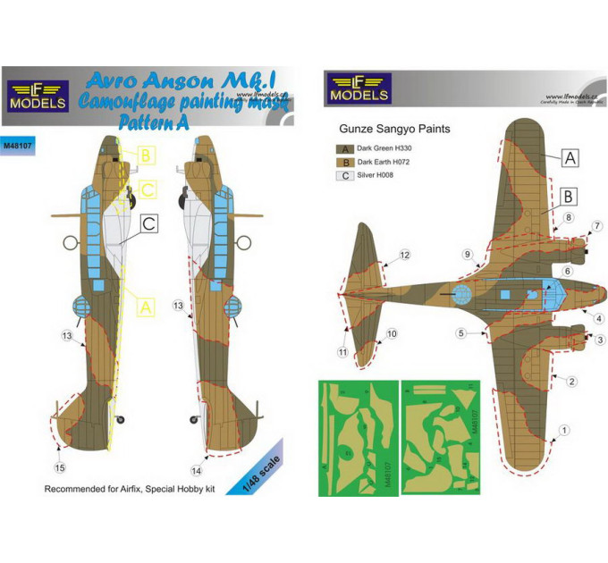 Маска камуфляжного фарбування Anson Mk.I 1/48 LFmodels M48107