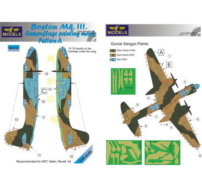 Маска камуфляжного фарбування Boston Mk.III 1/48 LFmodels M48109