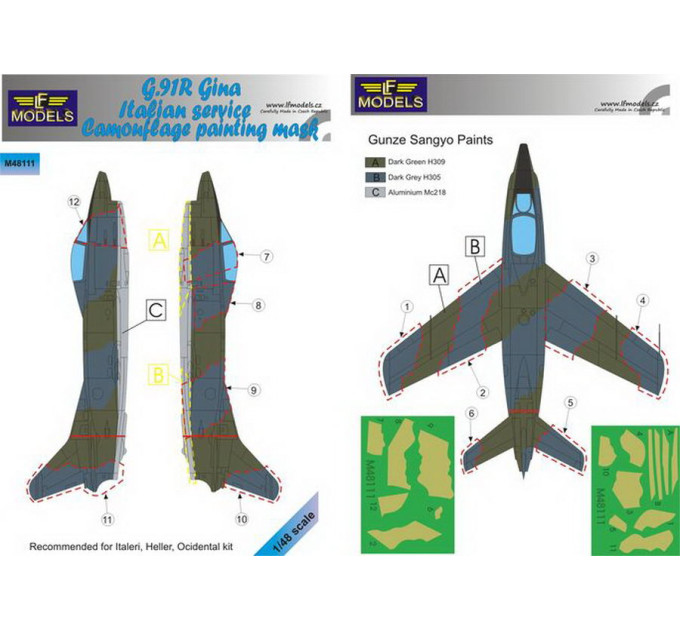 Маска камуфляжного фарбування G.91R Gina 1/48 LFmodels M48111