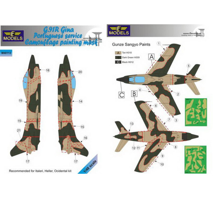 Маска камуфляжного фарбування G.91R 1/48 LFmodels M48113