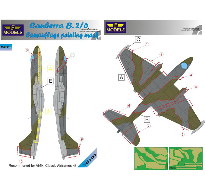 Маска камуфляжного фарбування Canberra B(i).2/6 1/48 LFmodels M48116
