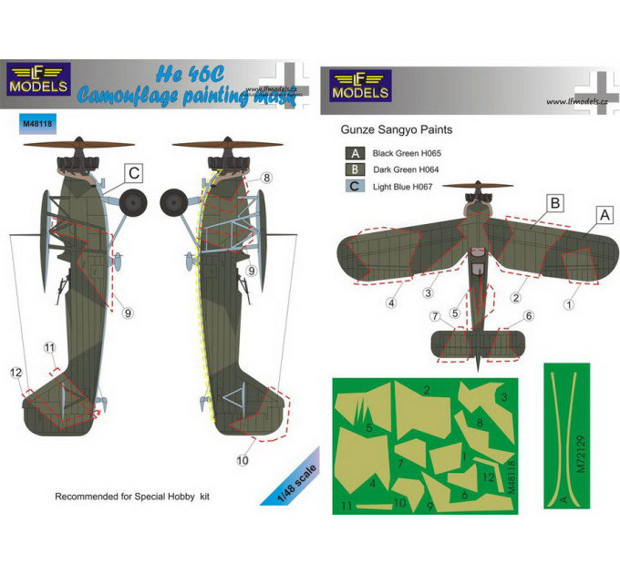 Маска камуфляжного фарбування He 46C 1/48 LFmodels M48118