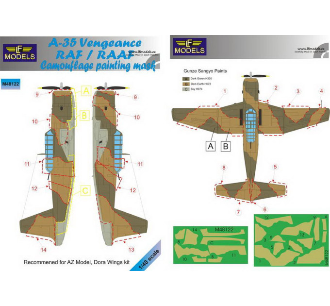 Маска камуфляжного фарбування A-35 Vengeance 1/48 LFmodels M48122
