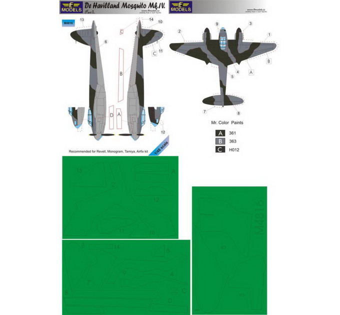 Маска камуфляжного фарбування Mosquito Mk.IV 1/48 LFmodels M4816