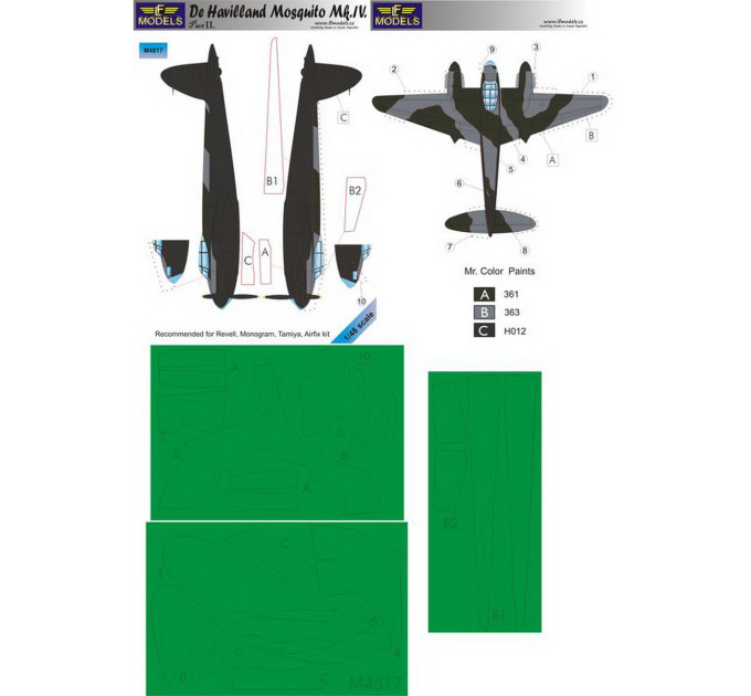Маска камуфляжного фарбування Mosquito Mk.IV 1/48 LFmodels M4817