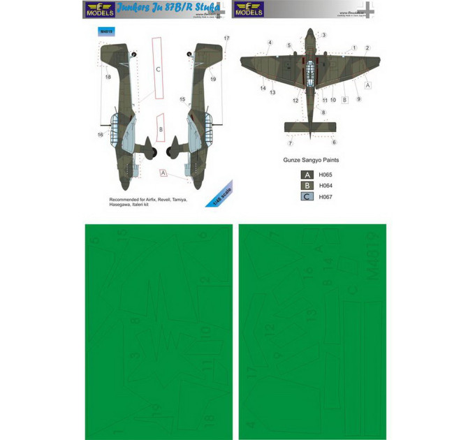 Маска камуфляжного фарбування Ju 87B/R 1/48 LFmodels M4819