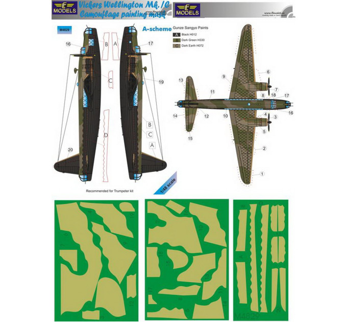 Маска камуфляжного фарбування Wellington Mk.IC 1/48 LFmodels M4829