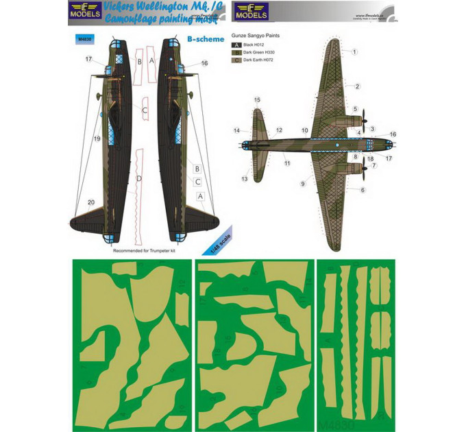 Маска камуфляжного фарбування Wellington Mk.IC 1/48 LFmodels M4830