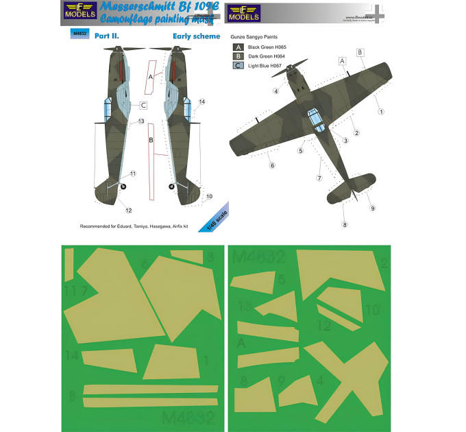 Маска камуфляжного фарбування Bf 109E 1/48 LFmodels M4832