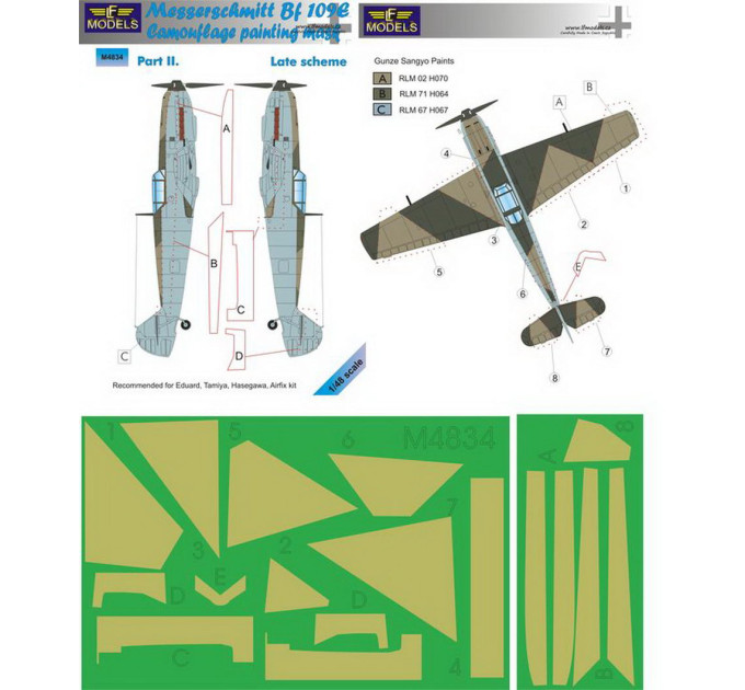 Маска камуфляжного фарбування Bf 109E 1/48 LFmodels M4834