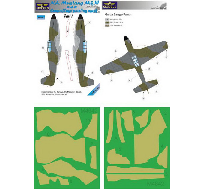 Маска камуфляжного фарбування Mustang Mk.III RAF 1/48 LFmodels M4842