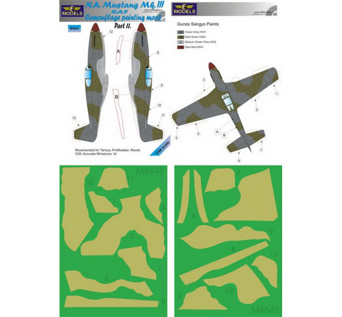 Маска камуфляжного фарбування Mustang Mk.III RAF 1/48 LFmodels M4843