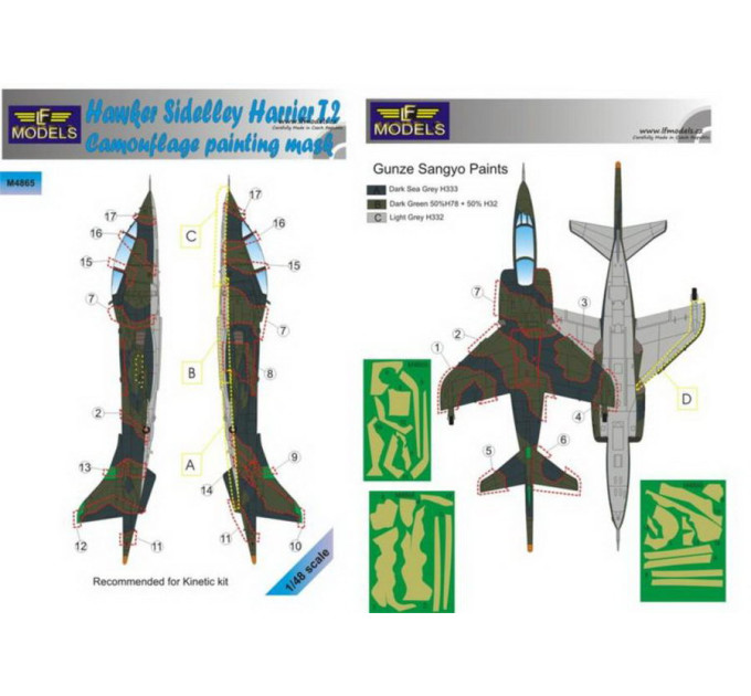 Маска камуфляжного фарбування Harrier T.2 1/48 LFmodels M4865