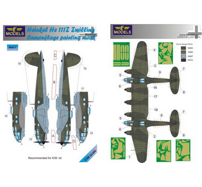 Маска камуфляжного фарбування He 111Z 1/48 LFmodels M4871