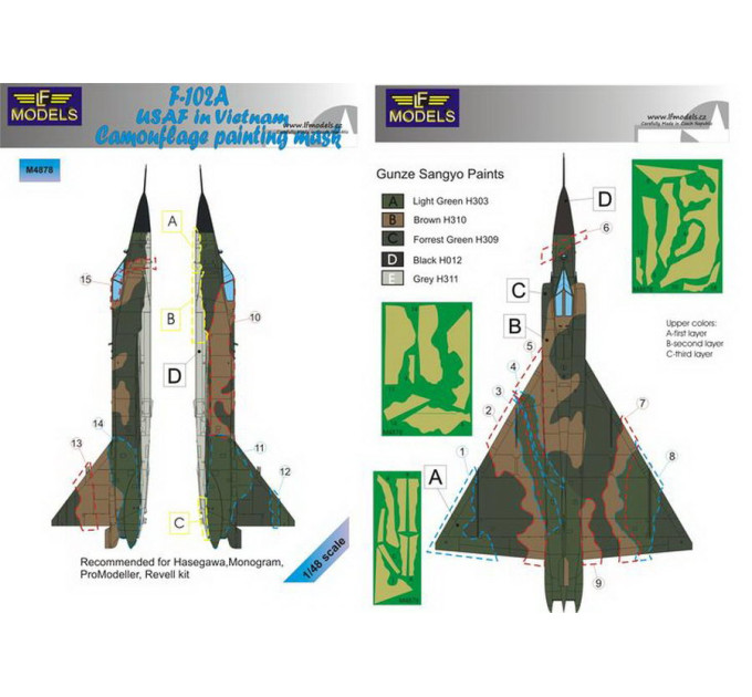 Маска камуфляжного фарбування F-102A 1/48 LFmodels M4878