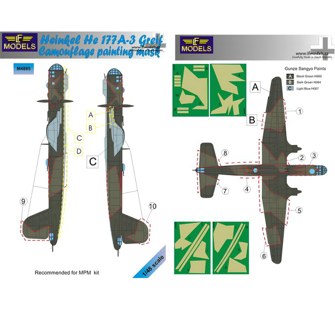Маска камуфляжного фарбування He 177A-3 1/48 LFmodels M4885