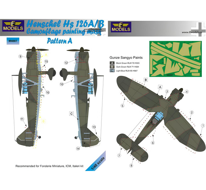 Маска камуфляжного фарбування Hs 126A/B 1/48 LFmodels M4887