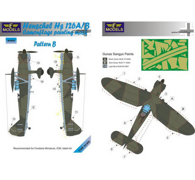 Маска камуфляжного фарбування Hs 126A/B 1/48 LFmodels M4888