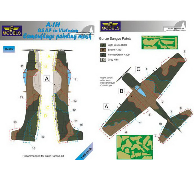 Маска камуфляжного фарбування A-1H 1/48 LFmodels M4889