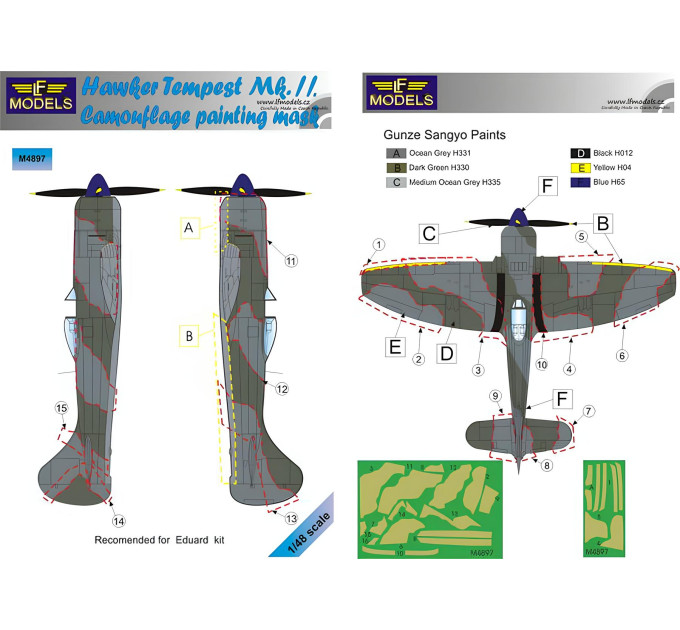 Маска камуфляжного фарбування Tempest Mk.II 1/48 LFmodels M4897