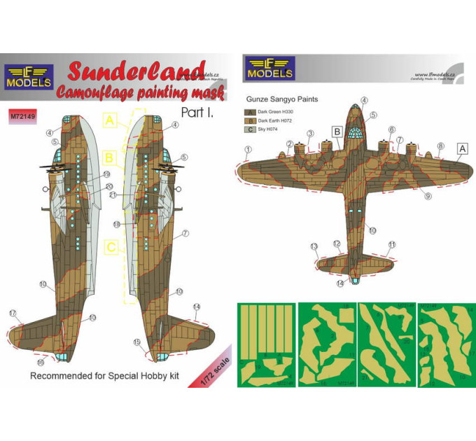 Маска камуфляжного фарбування Sunderland, Iч. 1/72 LFmodels M72149
