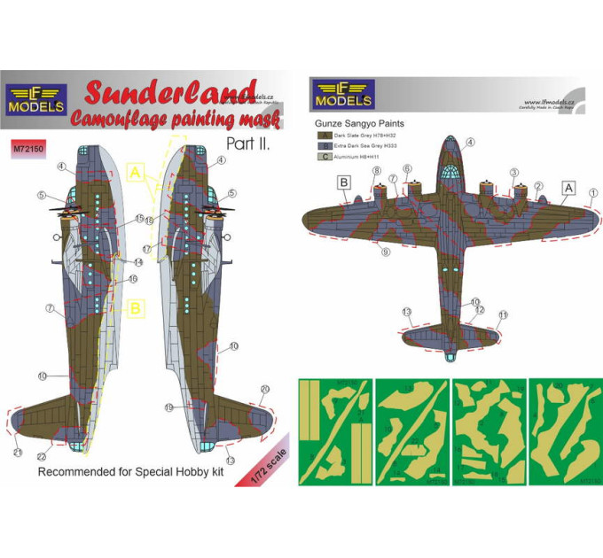Маска камуфляжного фарбування Sunderland, IIч. 1/72 LFmodels M72150