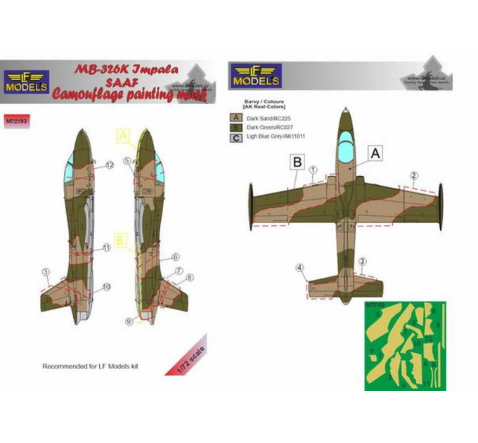 Маска камуфляжного фарбування MB 326K Impala, ВПС Австралії 1/72 LFmodels M72153