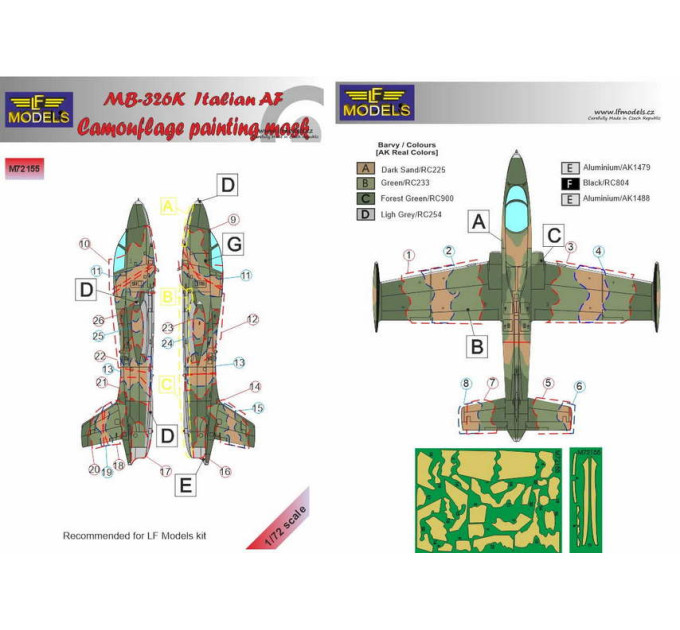 Маска камуфляжного фарбування MB 326K, ВПС 1/72 LFmodels M72155