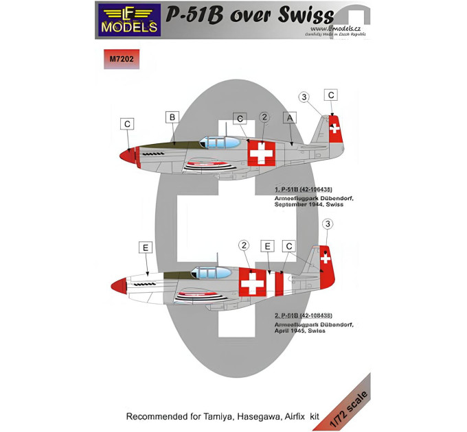 Маски для P-51B 1/72 LFmodels M7202