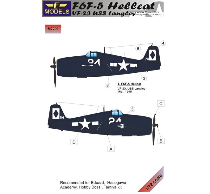 Маски для F6F-5 Hellcat 1/72 LFmodels M7209