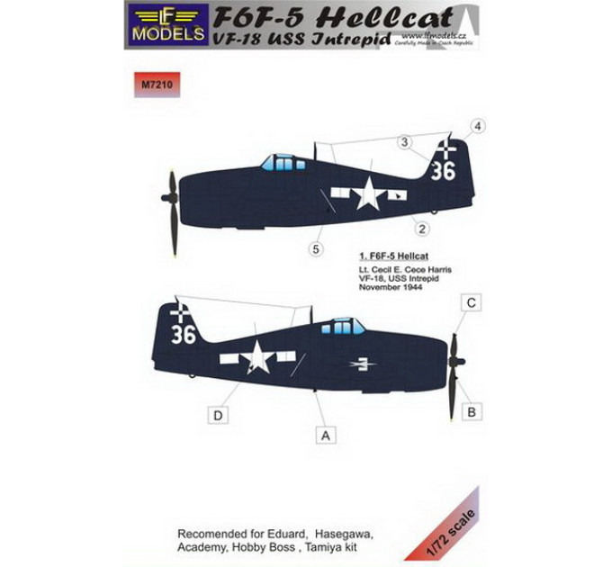 Маски для F6F-5 Hellcat 1/72 LFmodels M7210