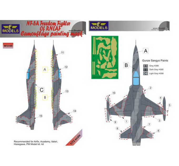 Маска камуфляжного фарбування NF-5A 1/72 LFmodels M72105
