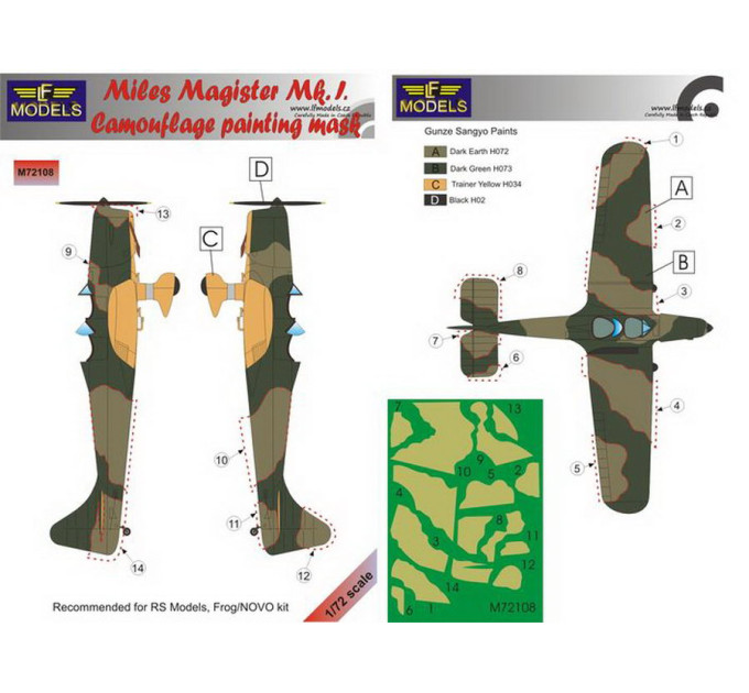 Маска камуфляжного фарбування Magister Mk.I 1/72 LFmodels M72108