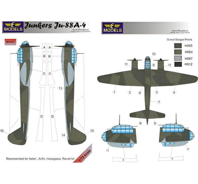 Маска камуфляжного фарбування Ju 88A-4 1/72 LFmodels M7212